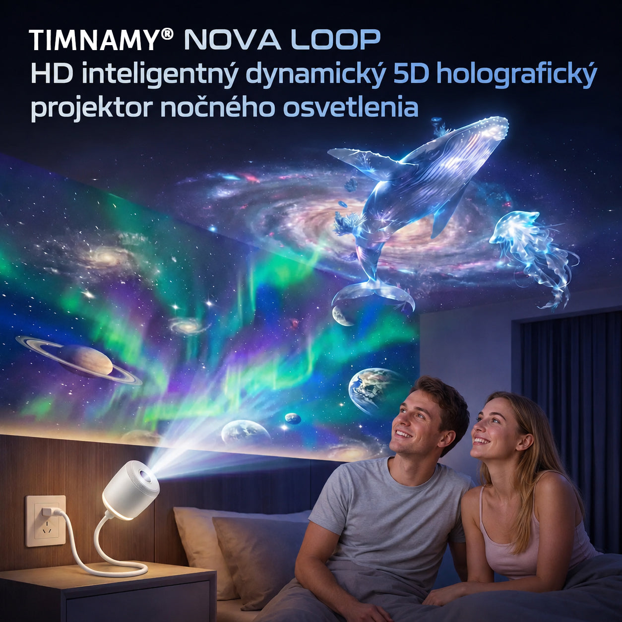 TIMNAMY® ĎALŠIA GENERÁCIA INTELIGENTNÉHO PROJEKCIE HD Inteligentný dynamický 5D holografický nočný projektor 🌟🌟5